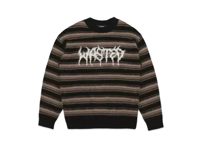 WASTED PARIS Sweater Stripes Feeler Fuzzy "Black"