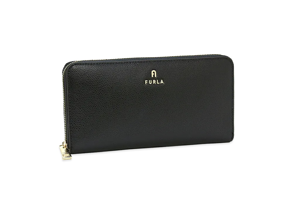 FURLA Women's Camelia XL Zip Around Round Zip Long Wallet "Nero"
