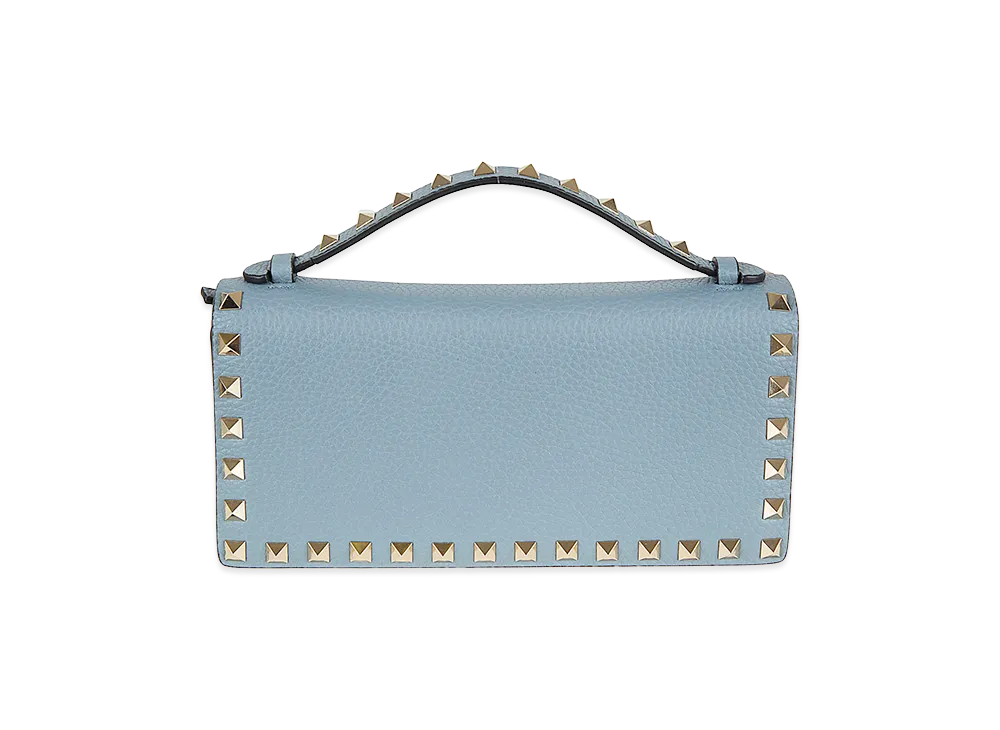 Valentino Women's Wallet W/Strap Rockstud Vitello Stampa Alce/ Studs "Stone/Platinum"
