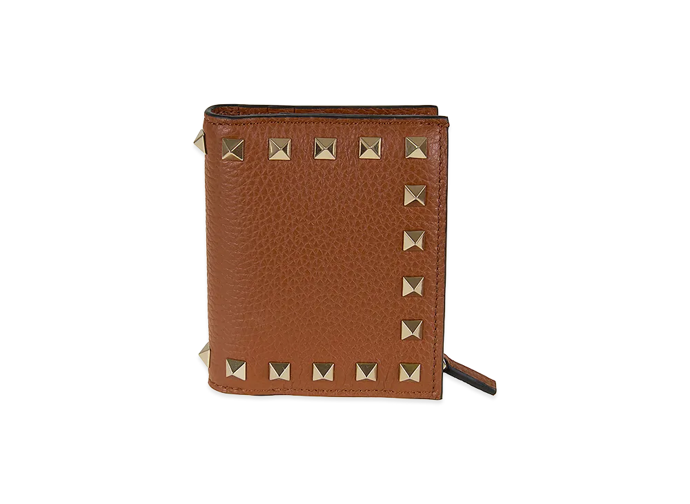 Valentino Women's Flap French Wallet Rockstud Vitello Stampa Alce/Platinum Studs "Selleria"