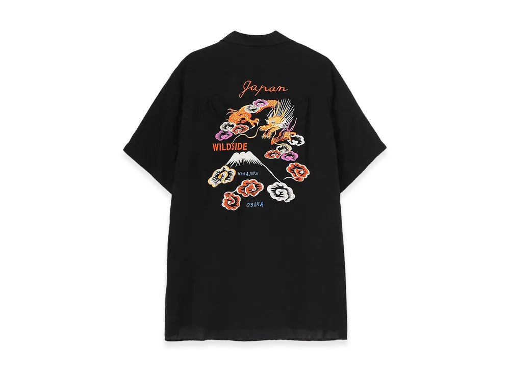 WILDSIDE YOHJI YAMAMOTO Embroidery Short Sleeve Shirt (Japan) "Black"