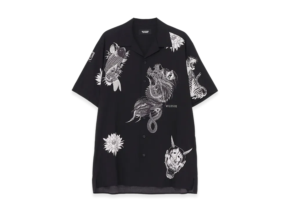 WILDSIDE YOHJI YAMAMOTO x Ryu Ga Gotoku Studio All-over Print Short Sleeve Shirt "Black"