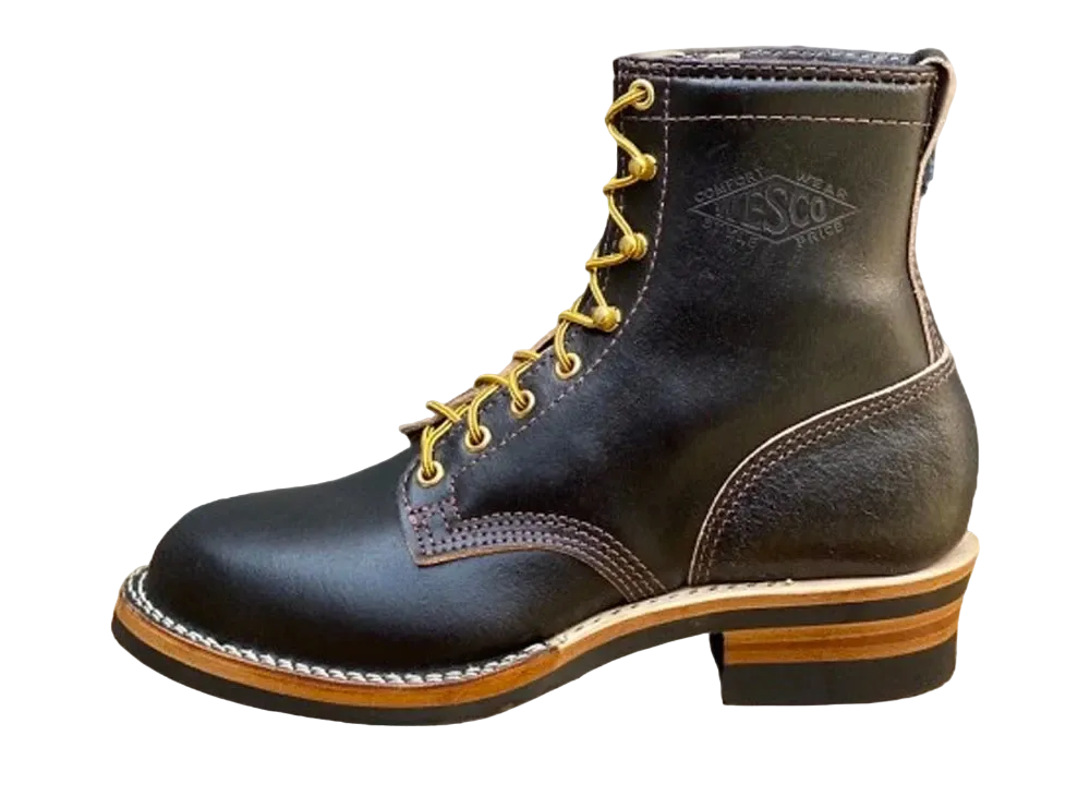 WESCO Warren Of Waxed Flesh "Black" Waxed Fresh Black #700 Vibram Sole 8 Height Round Toe(Soft Toe) E