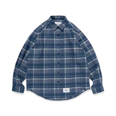 WTAPS TXT 02 / LS / Cotton. Flannel. Textile "Navy"