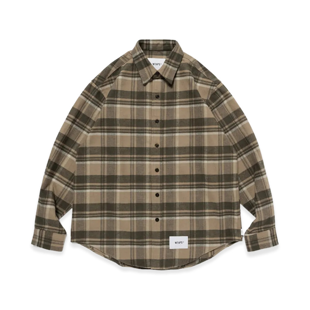 WTAPS TXT 02 / LS / Cotton. Flannel. Textile "Olive Drab"