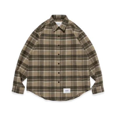 WTAPS TXT 02 / LS / Cotton. Flannel. Textile "Olive Drab"