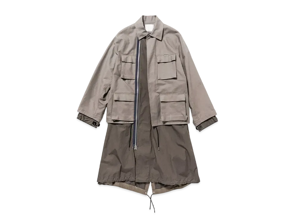 WTAPS x sacai Cotton Back Satin Coat / Coat / Cotton Back Satin "Beige"
