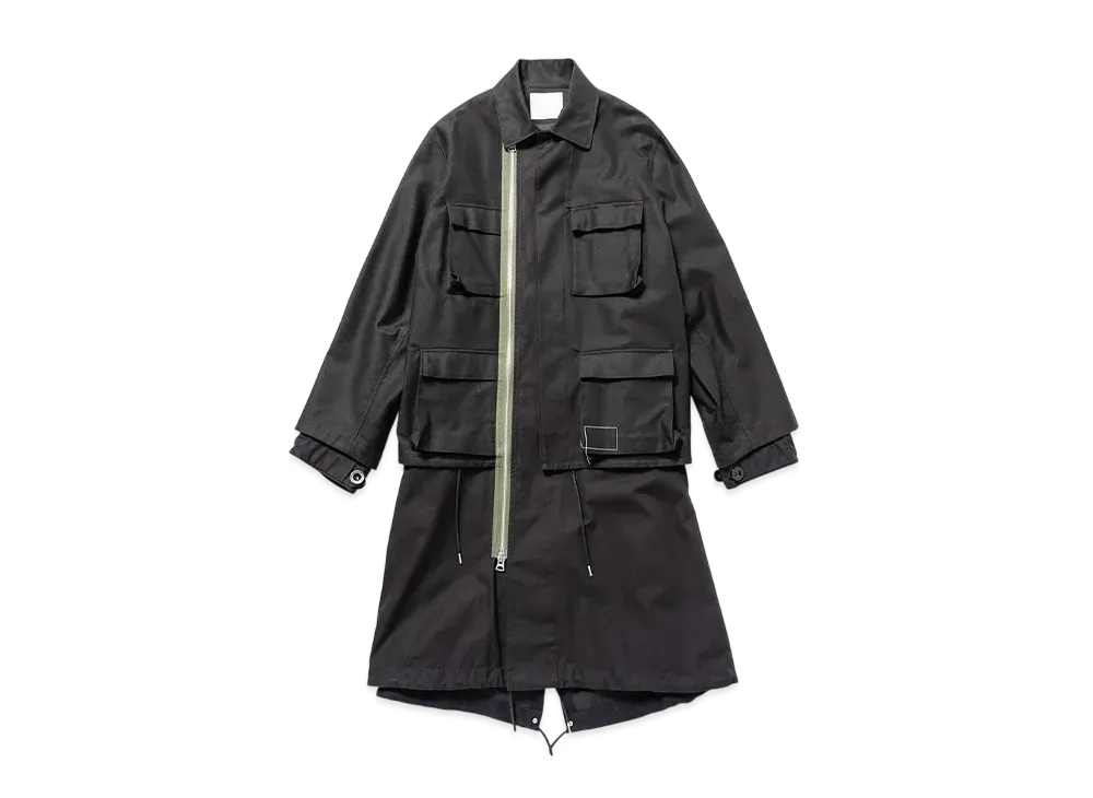 WTAPS x sacai Cotton Back Satin Coat / Coat / Cotton Back Satin "Black"