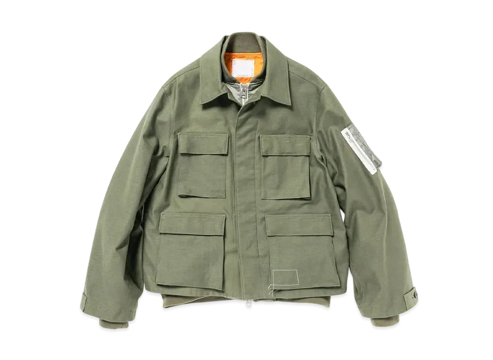 WTAPS x sacai Cotton Back Satin Jacket 02 / Jacket / Cotton Back Satin "Olive Drab"