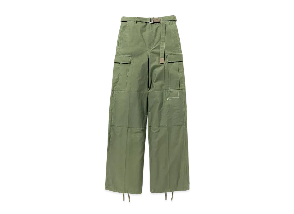 WTAPS x sacai Cotton Back Satin Pants 01 / Trousers / Cotton Back Satin "Olive Drab"