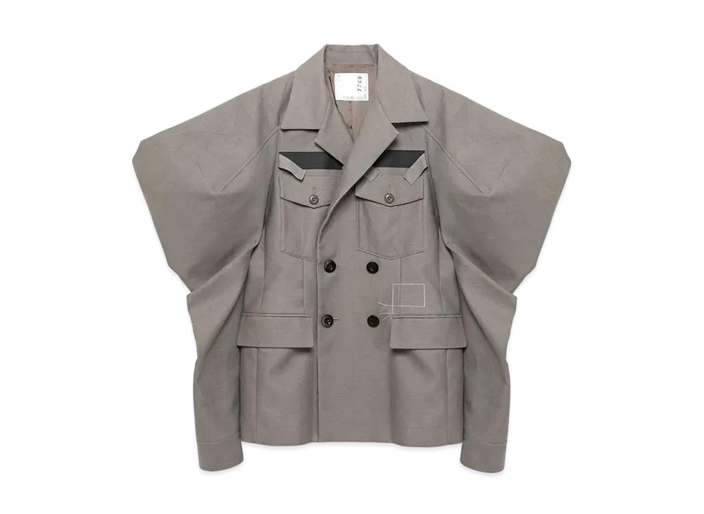 WTAPS x sacai Women's Cotton Back Satin Jacket "Taupe"