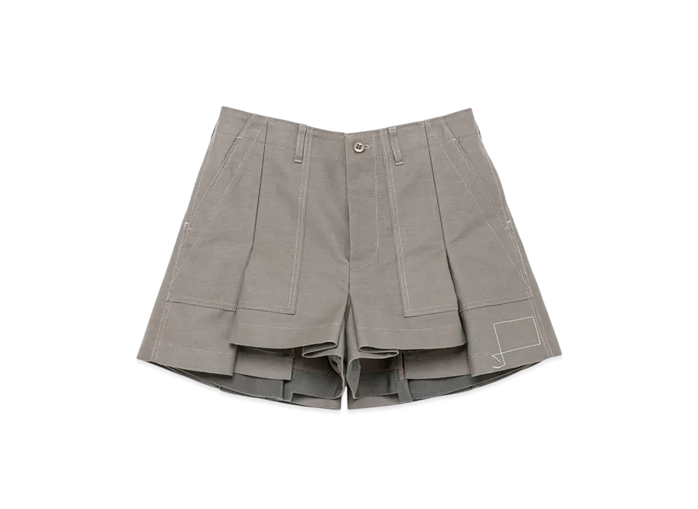 WTAPS x sacai Women's Cotton Back Satin Shorts "Taupe"