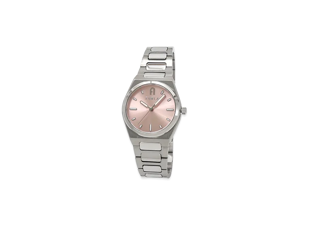 FURLA Women's Tempo Mini Quartz Arch Logo Watch "Silver/Pink"