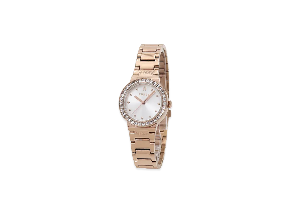 FURLA Women's Tortona Quartz Crystal Bezel Arch Logo Watch "Rose Gold"