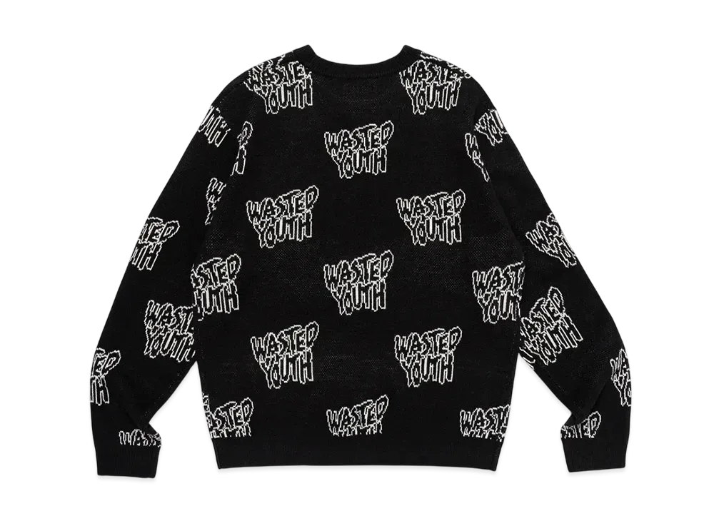 Wasted Youth Knit Sweater "Black"