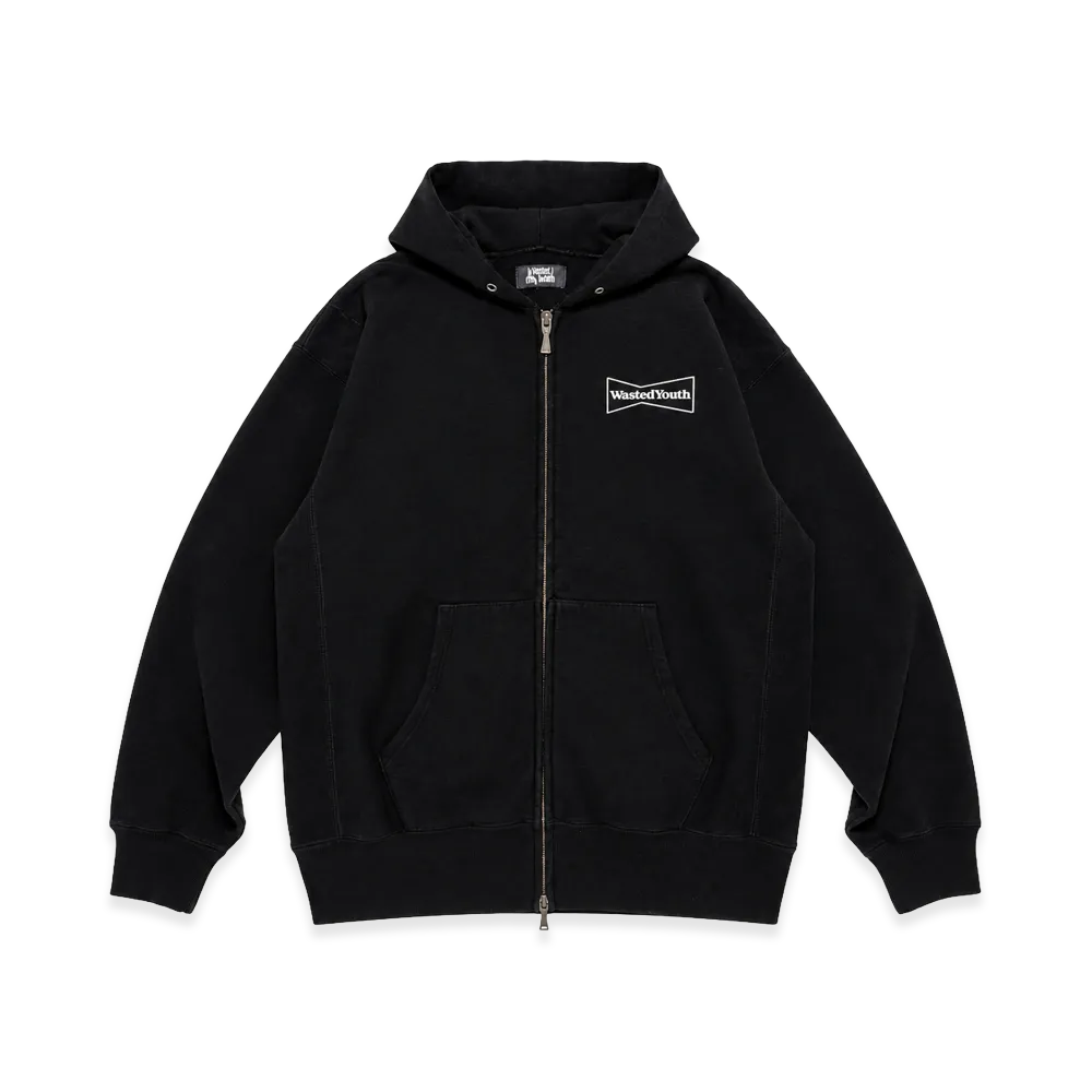Wasted Youth Zip Up Hoodie "Black"