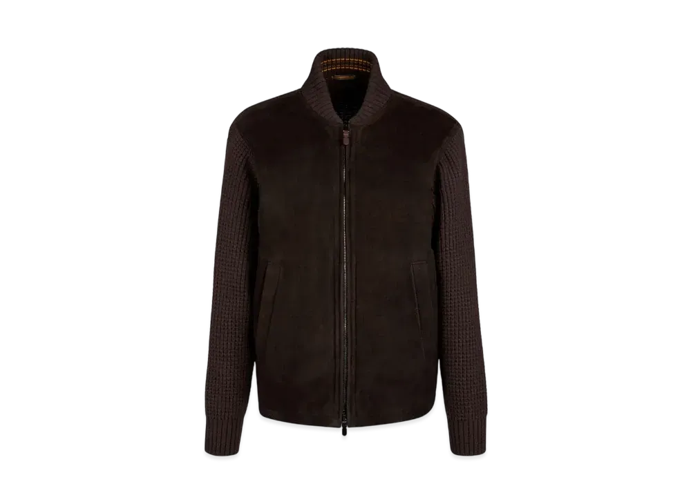 TOD'S Bi-material Short Jacket "Brown"