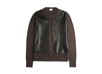 TOD'S Cardigan with Leather Inserts "Brown"