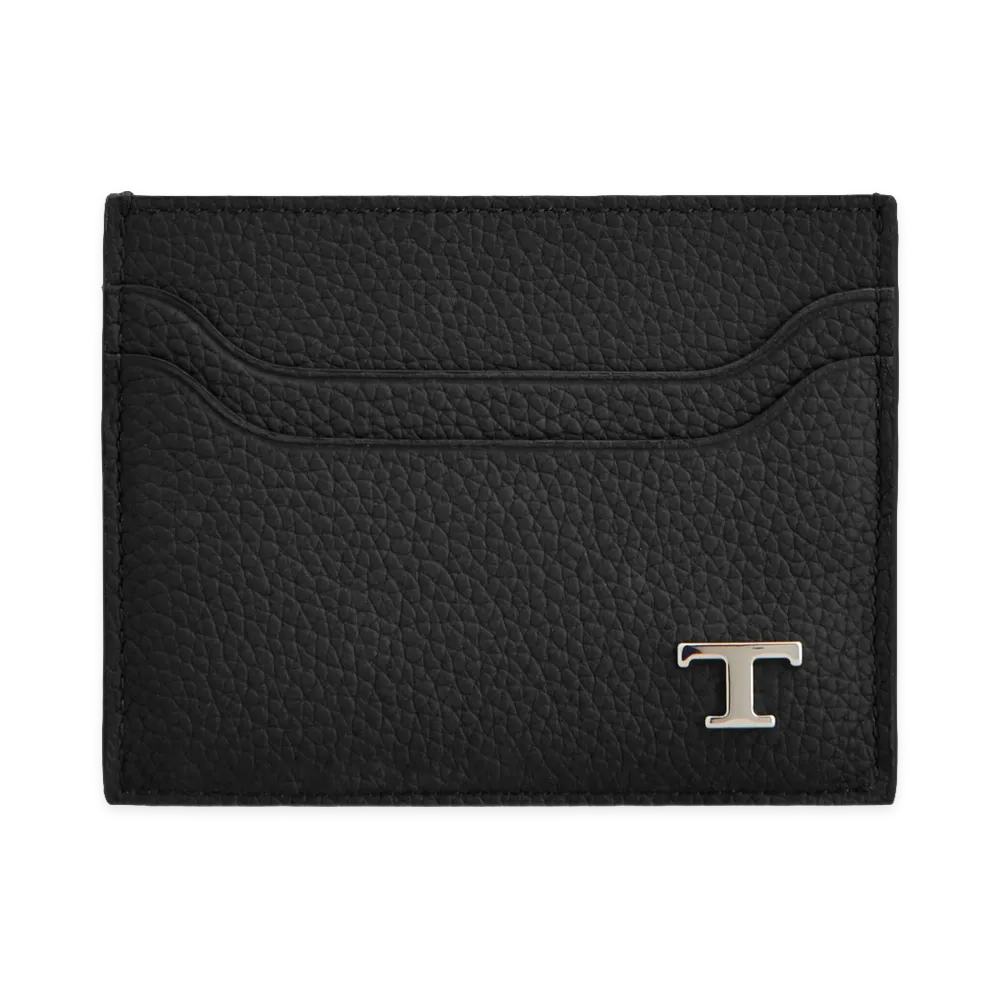 TOD'S Grained Leather Card Holder "Black"