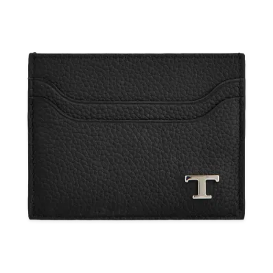 TOD'S Grained Leather Card Holder "Black"
