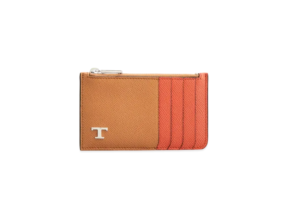 TOD'S Card Holder in Leather "Brown/Orange"