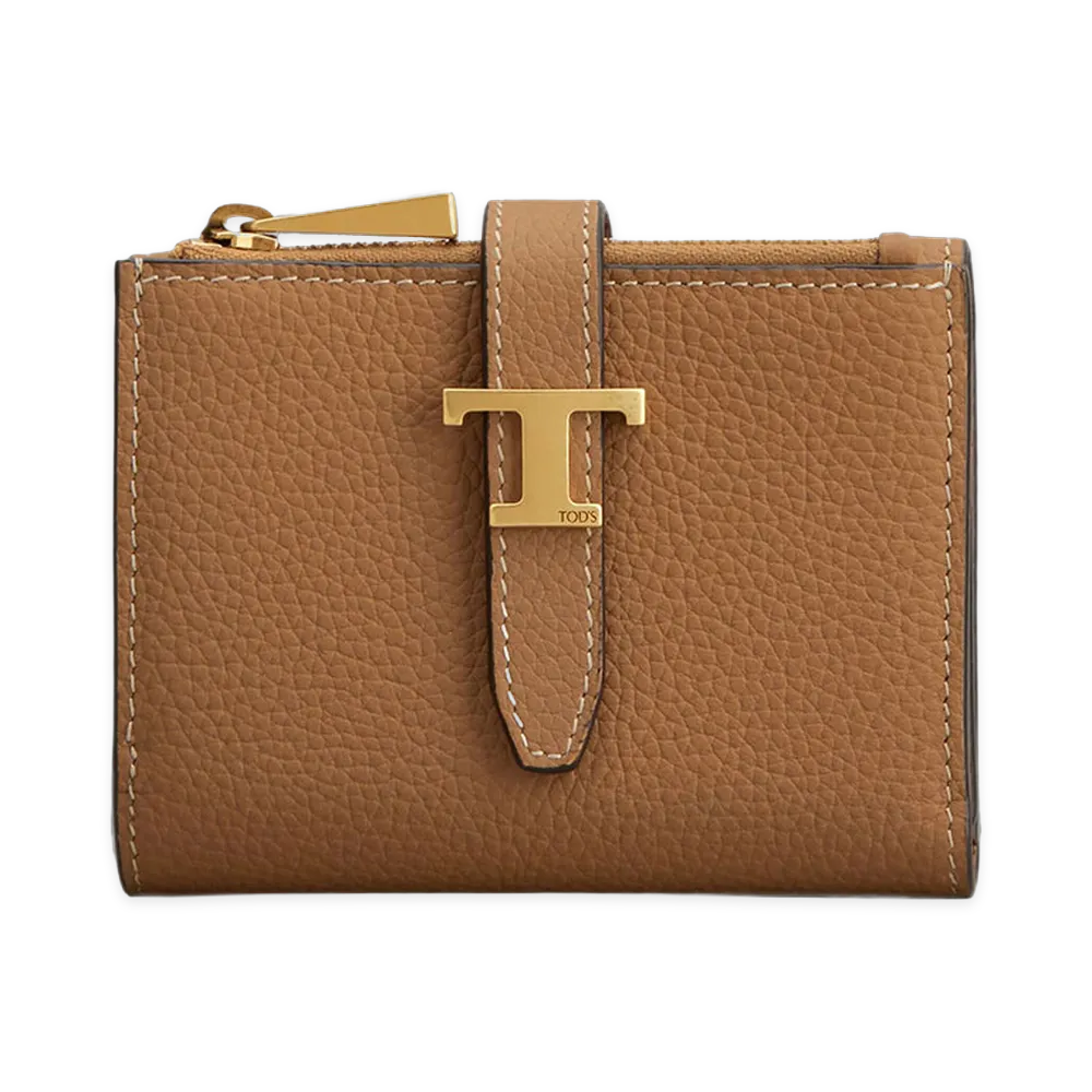 TOD'S Women's Portafoglio in Pelle Con Cinturino E Mini Accessorio T Timeless "Brown"