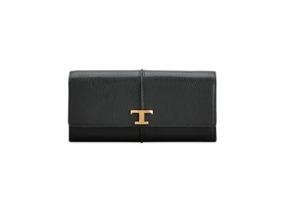 TOD'S T Timeless Leather Wallet "Black/Pink"