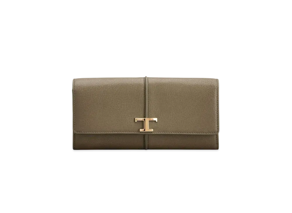 TOD'S T Timeless Wallet in Leather "Green"