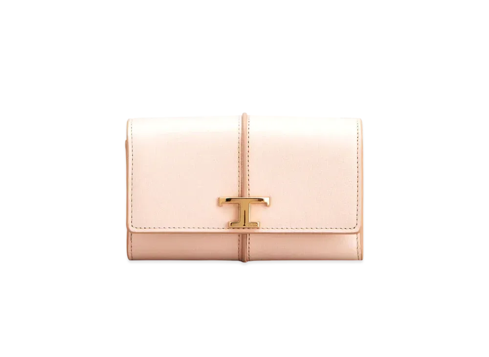 TOD'S T Timeless Wallet in Leather "Pink/Beige"