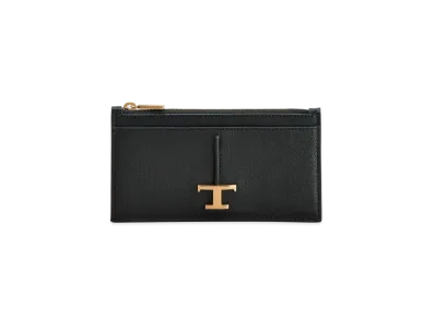 TOD'S T Timeless Leather Card Holder "Black"
