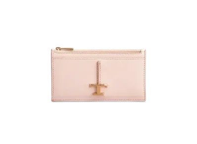 TOD'S T Timeless Card Holder in Leather "Pink"