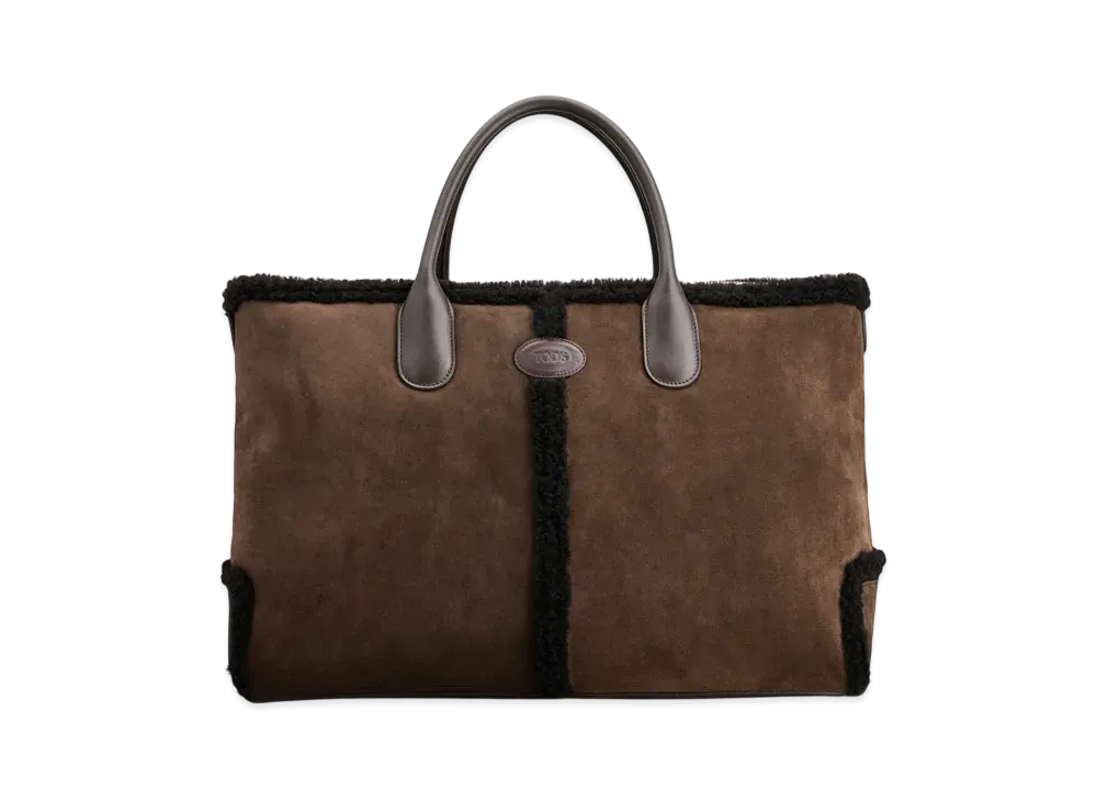 TOD'S Di Bag in Suede and Shearling Large "Brown"