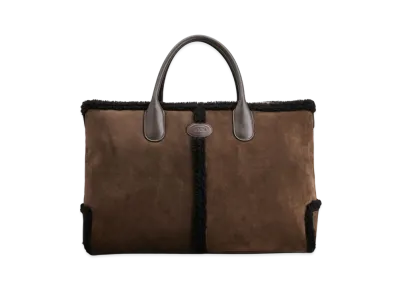 TOD'S Di Bag in Suede and Shearling Large "Brown"