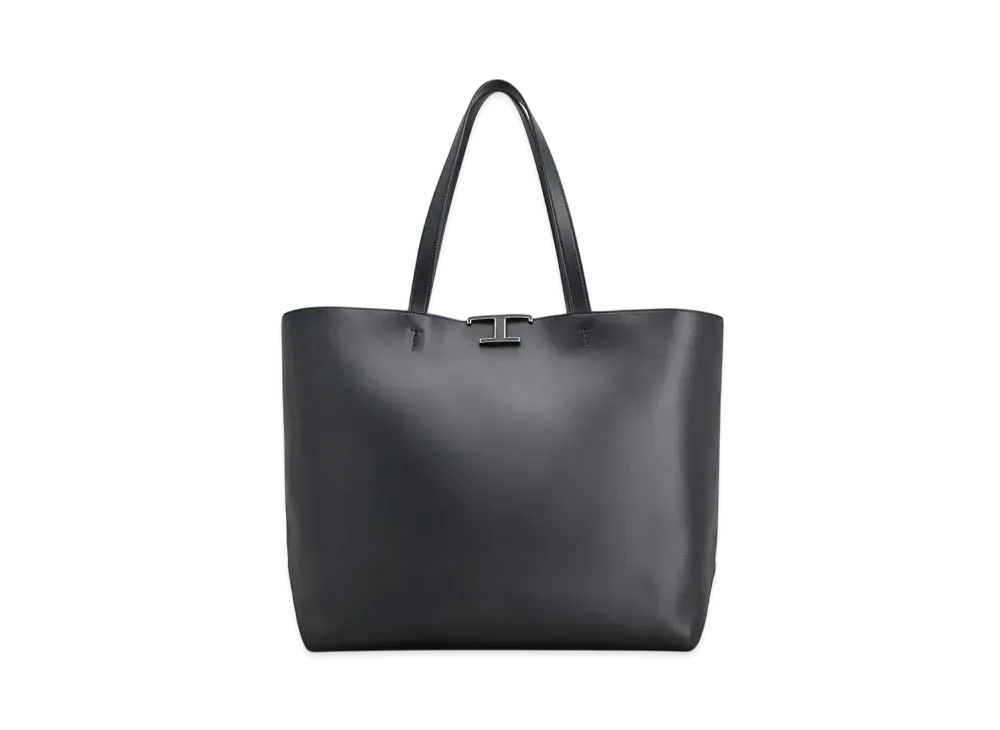 TOD'S T Timeless Shopping Bag in Leather Medium "Black"