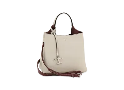 TOD'S Women's T Timeless Handbag "Greige/Bordeaux"
