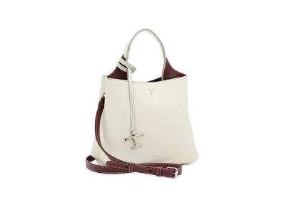 TOD'S Women's T Timeless Handbag "White/Bordeaux"