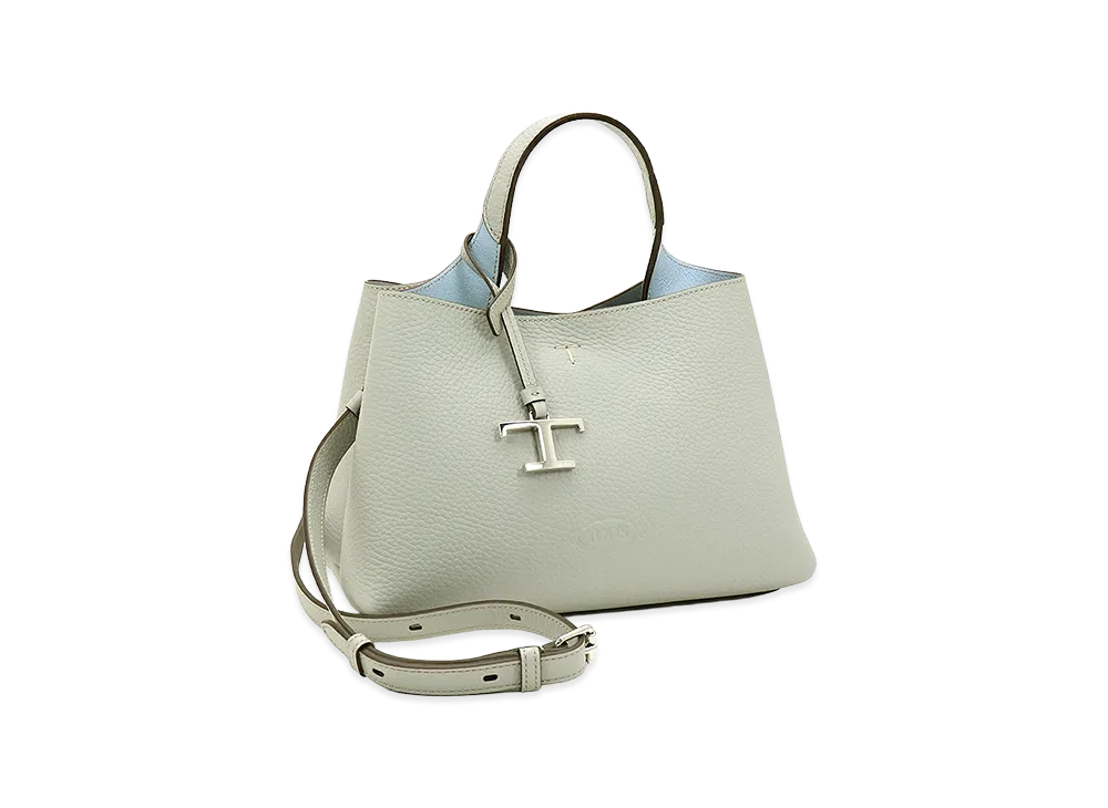 TOD'S Women's T Timeless Charm Leather Micro Handbag "Light Gray/Sky Blue"