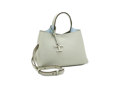 TOD'S Women's T Timeless Charm Leather Micro Handbag "Light Gray/Sky Blue"