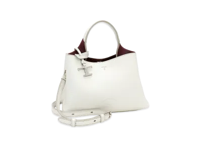 TOD'S Women's T Timeless Charm Leather Micro Handbag "White/Bordeaux"