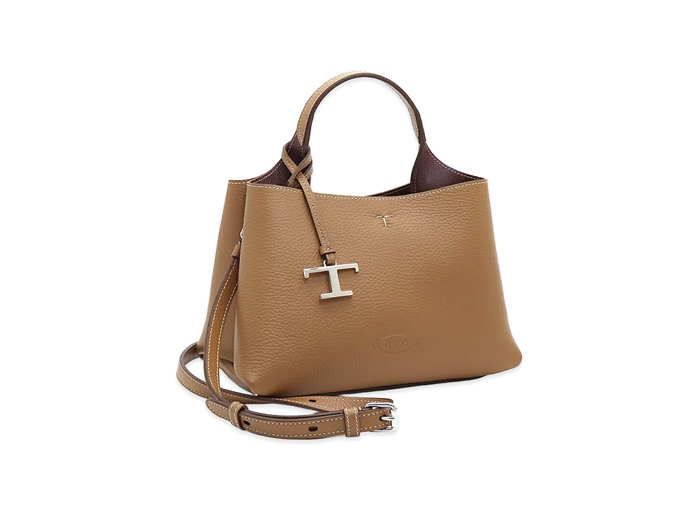 TOD'S Women's T Timeless Charm Leather Micro Handbag "Brown/Bordeaux"