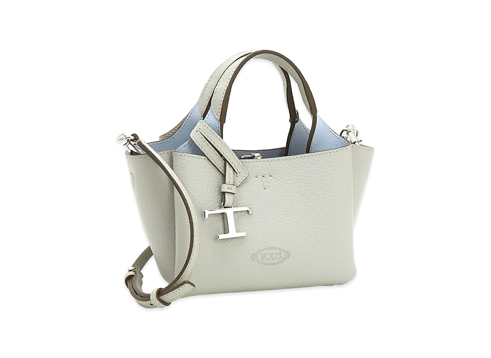 TOD'S Women's Leather Micro Handbag "Light Gray/Sky Blue"