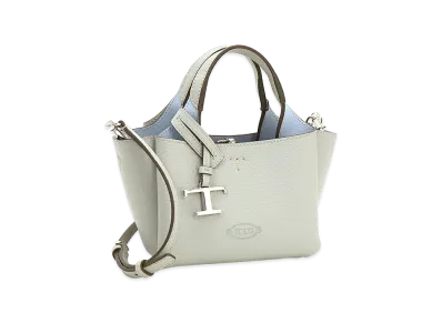 TOD'S Women's Leather Micro Handbag "Light Gray/Sky Blue"