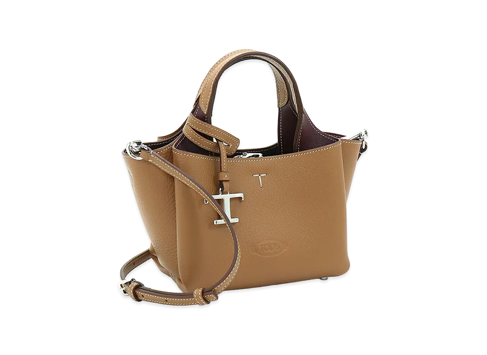 TOD'S Women's Leather Micro Handbag "Brown/Bordeaux"