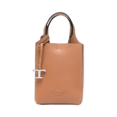 TOD'S Women's Borsa A Mano Micro Con Pendente Logo "Brown"