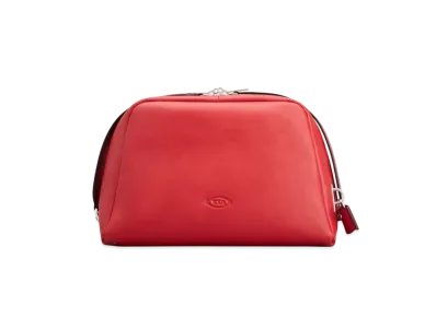 TOD'S Darsena Pouch Bag in Leather Medium "Red"