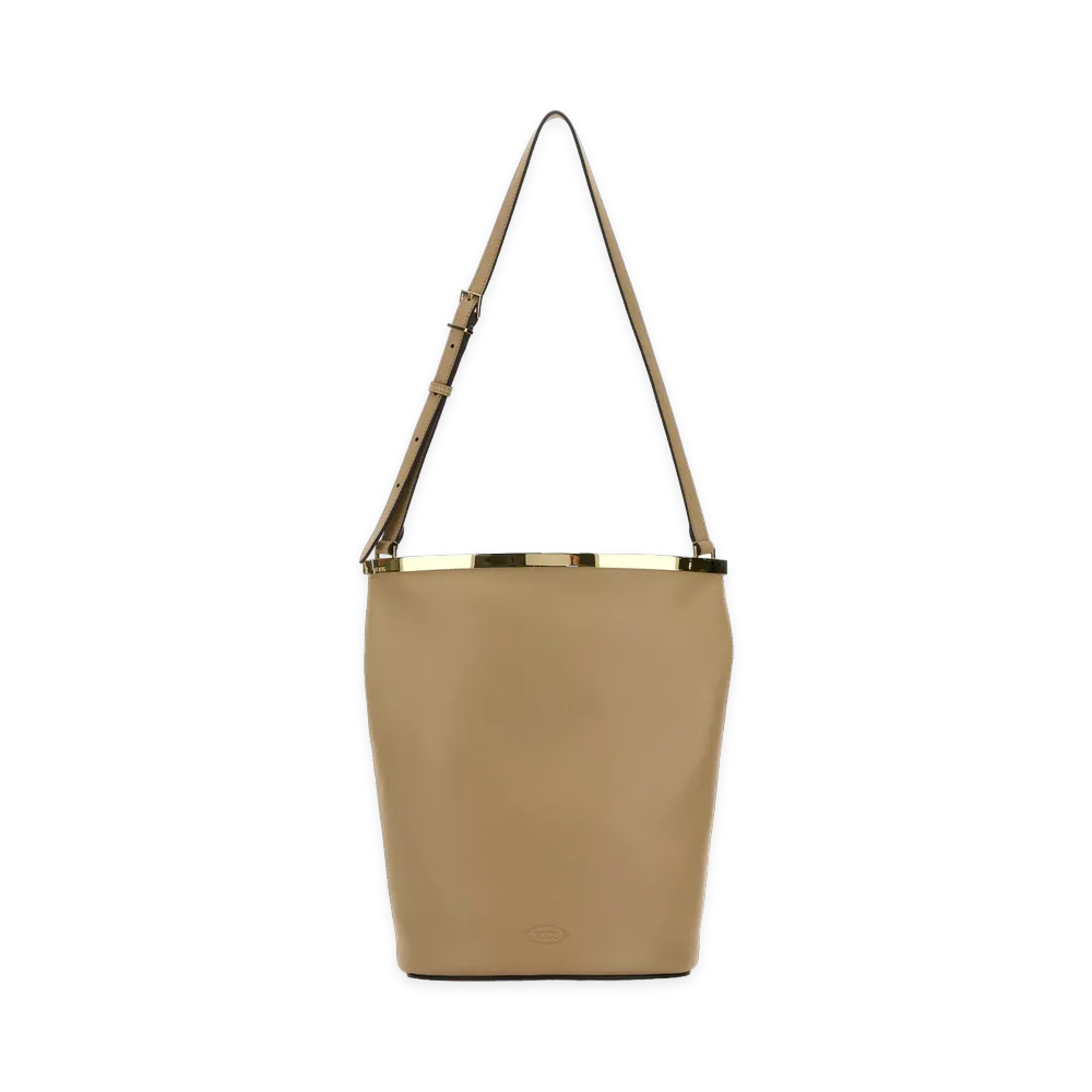 TOD'S Women's Leather Magenta Bucket Bag "Corda/Beige"