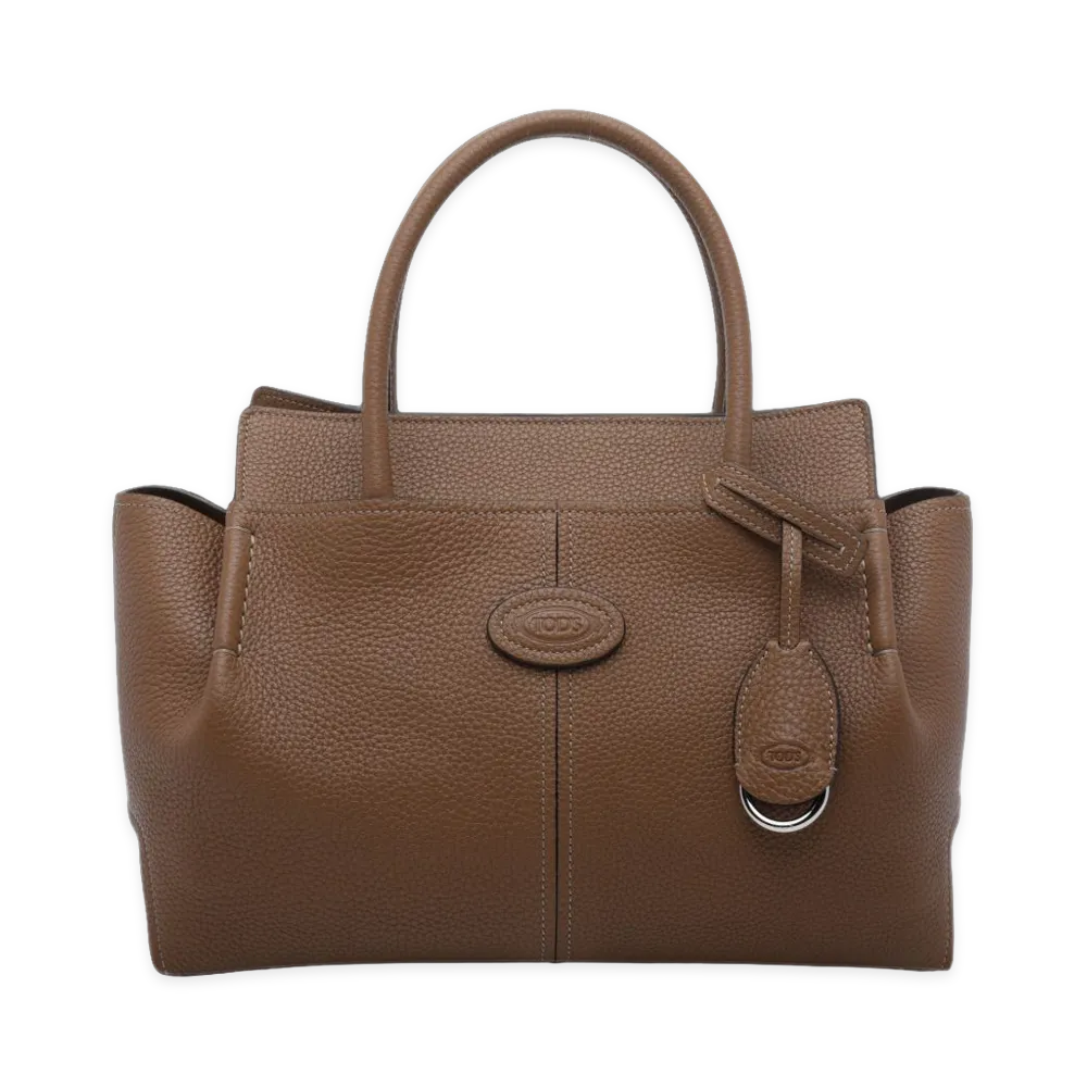 TOD'S Women's Borsa Shopping Piccola in Pelle Martellata "Brown"