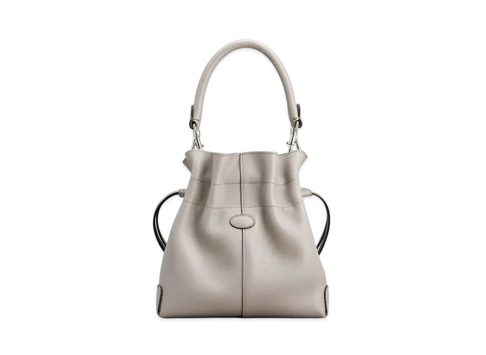 TOD'S Di Bag Bucket Bag in Leather Mini with Drawstring "Gray"