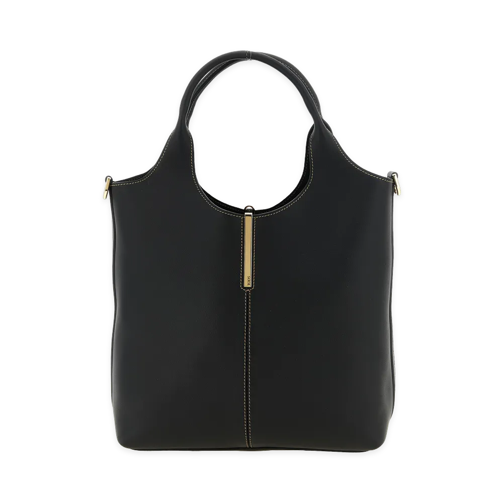 TOD'S Women's Small Metal Plate Shopping Bag "Black"