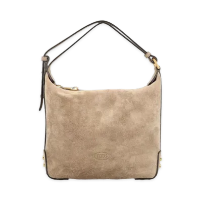 TOD'S Women's Mini Suede Shoulder Bag with Metal Dots "Brown"